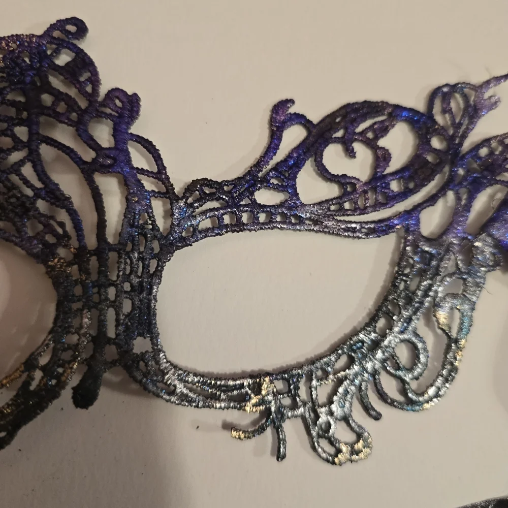 HANDCRAFTED Upcycled Lace Eye Mask HANDPAINTED Festival Mask Comic Con Sexy Play